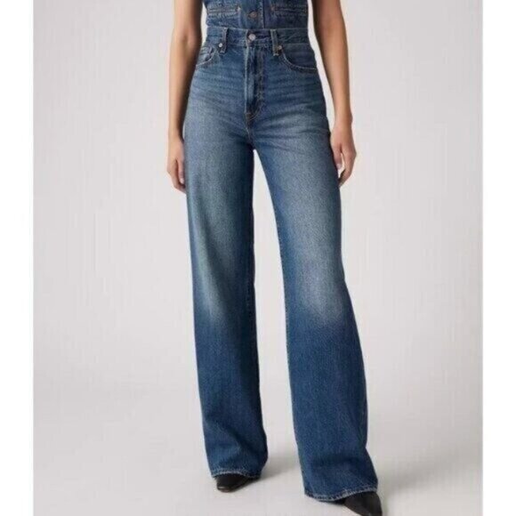 Levi's 28x32 Premium Ribcage Wide Leg Polar Permiter Dark Wash - Picture 2 of 13